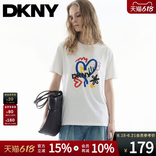 短袖T恤女圆领上衣涂鸦手绘印花