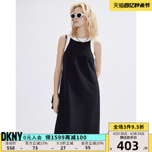 DKNY/唐可娜儿2024春夏新品女纯色气质无袖背心式显瘦A字连衣裙