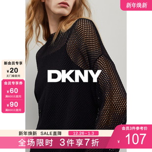 轻盈透气镂空宽松套头针织衫 新款 上衣女 唐可娜儿女2025秋季 DKNY