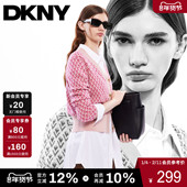V领几何提花撞色优雅百搭针织开衫 DKNY唐可娜儿秋季 短款 女设计感