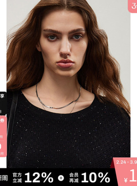 DKNY唐可娜儿秋季纯色百搭时尚气质休闲上衣套头女士针织衫高级感