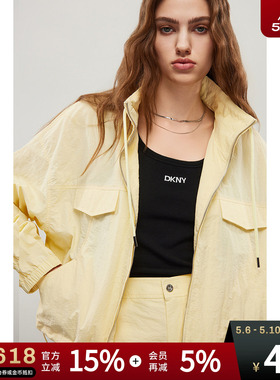 DKNY唐可娜儿春季款时尚立领薄款流行短款宽松女士上衣外套休闲风