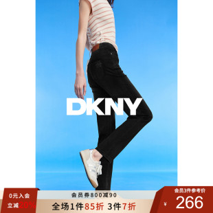 百搭黑色牛仔裤 DKNY唐可娜儿2025秋季 水洗舒适微弹修身 经典 女 新款