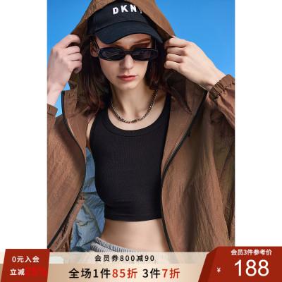 DKNY唐可娜儿2025新款秋季都市休闲薄款短款休闲女上衣连帽外套