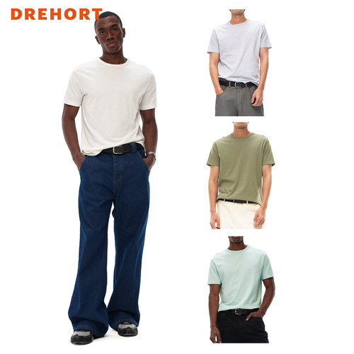 Drehort 订织汉麻 混纺棉多色干爽透气短袖T恤男夏款宽松衣服上衣