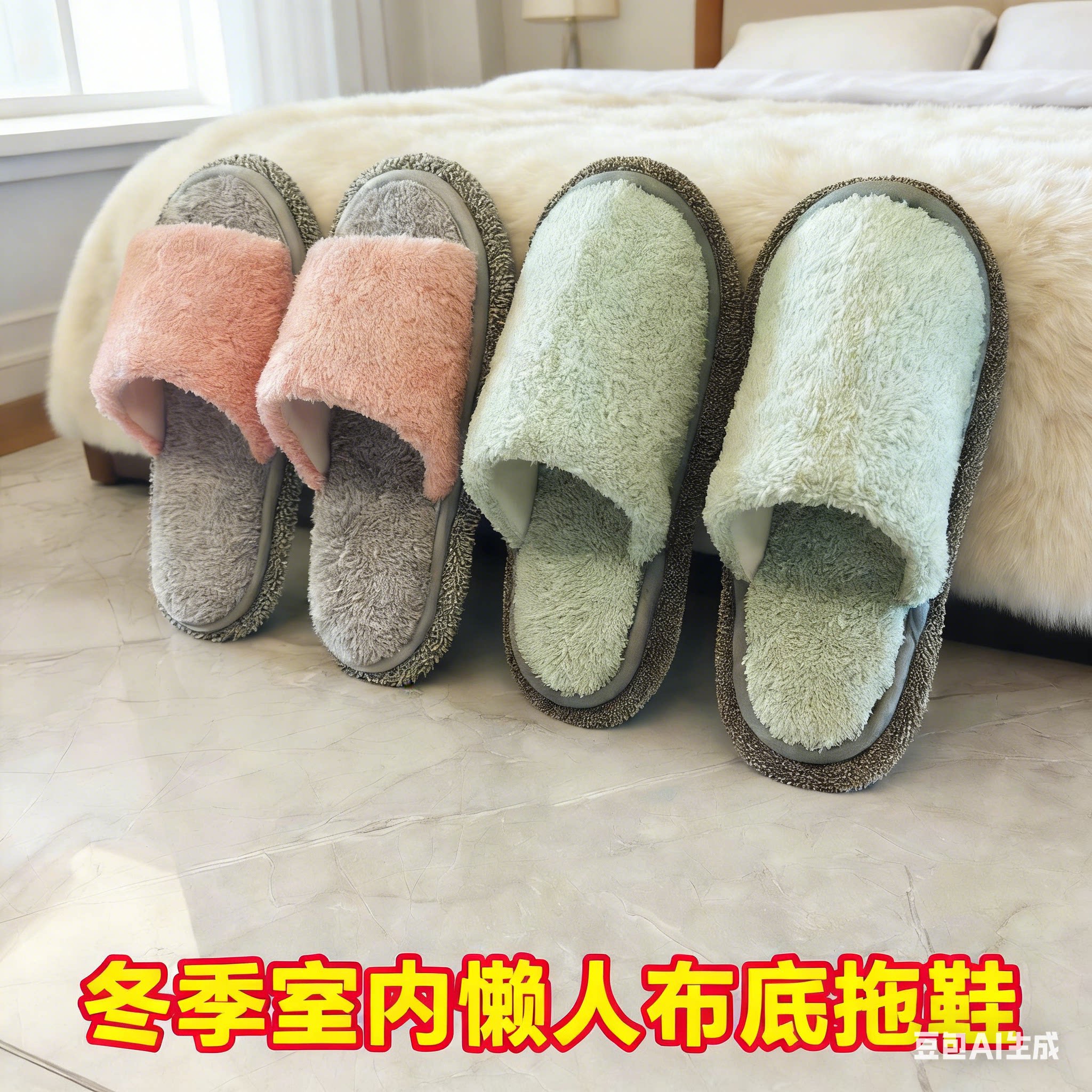 冬季拖地拖鞋居家室内静音无痕待客懒人擦地可拆洗软布底厚底拖鞋