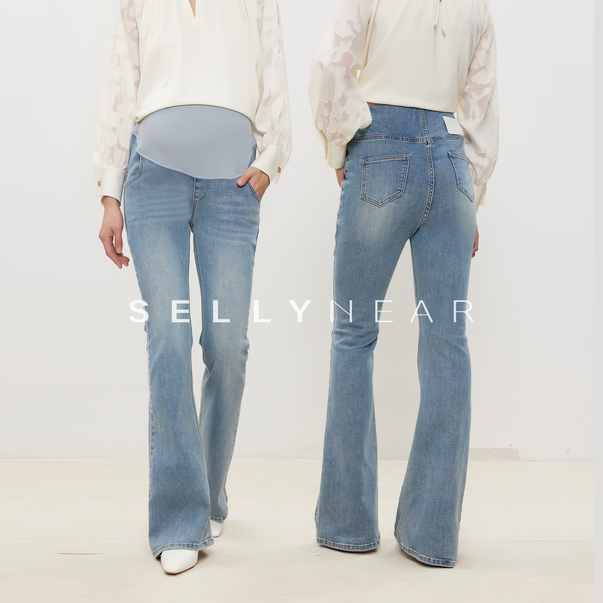 SELLYNEAR孕妇高腰显瘦牛仔裤