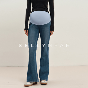 SELLYNEAR孕妇牛仔裤春季新款时尚显瘦弹力喇叭裤不勒肚子长裤