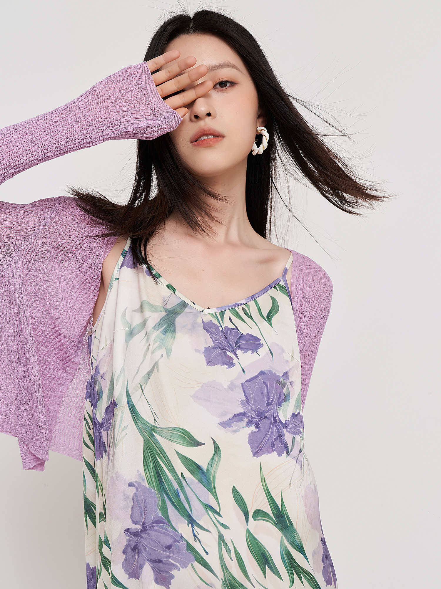 SELLYNEAR MATERNITY SUIT SPRING AND AUTUMN FASHION FRENCH PRINT SUNDRESS CARDIGAN PREGNANCY WEAR TWO-PIECE SET