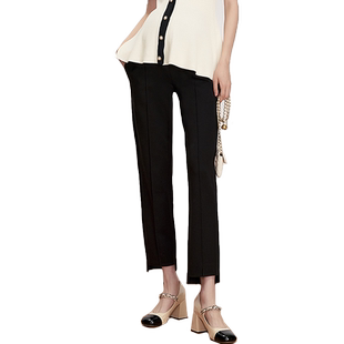 SELLYNEAR孕妇裤外穿春秋款时尚工装烟管西裤弹力前短后长直筒裤