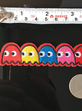 卡通动漫Pac-Man游戏Cosplay刺绣贴花补丁贴破洞红色小号徽章背胶