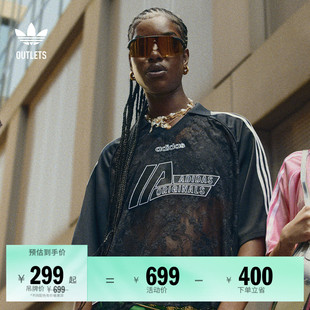 adidas阿迪达斯outlets三叶草 球衣女夏季 经典 运动足球风蕾丝短袖