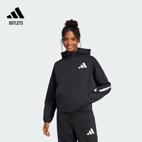 阿迪达斯系列女亲肤柔软连帽外套