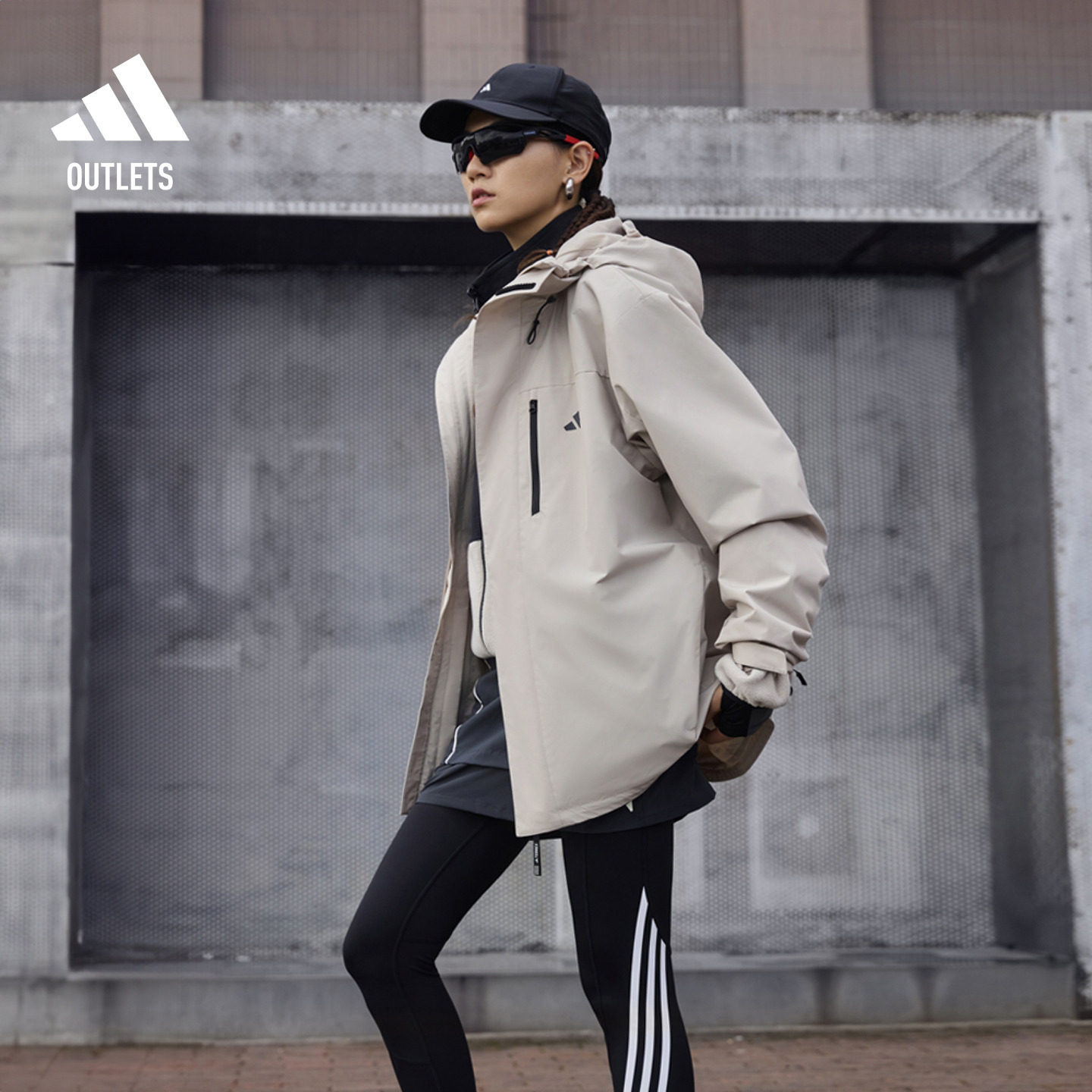 拒水加绒内胆三合一连帽外套男女adidas阿迪达斯轻运动JM9140