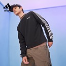休闲舒适三条纹毛圈布圆领套头卫衣男装 adidas阿迪达斯轻运动