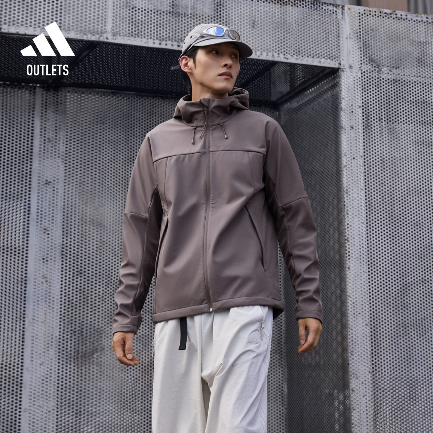 拒水防风休闲简约加绒连帽夹克外套男女秋冬adidas阿迪达斯轻运动