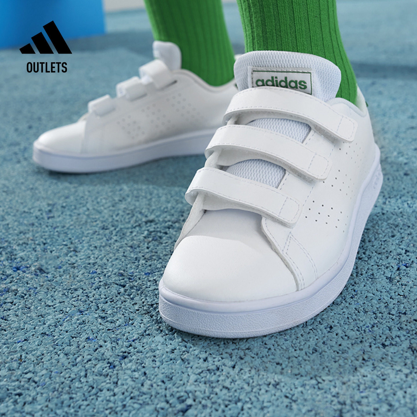 ADVANTAGE休闲魔术贴板鞋小白鞋男小童春夏adidas阿迪达斯轻运动