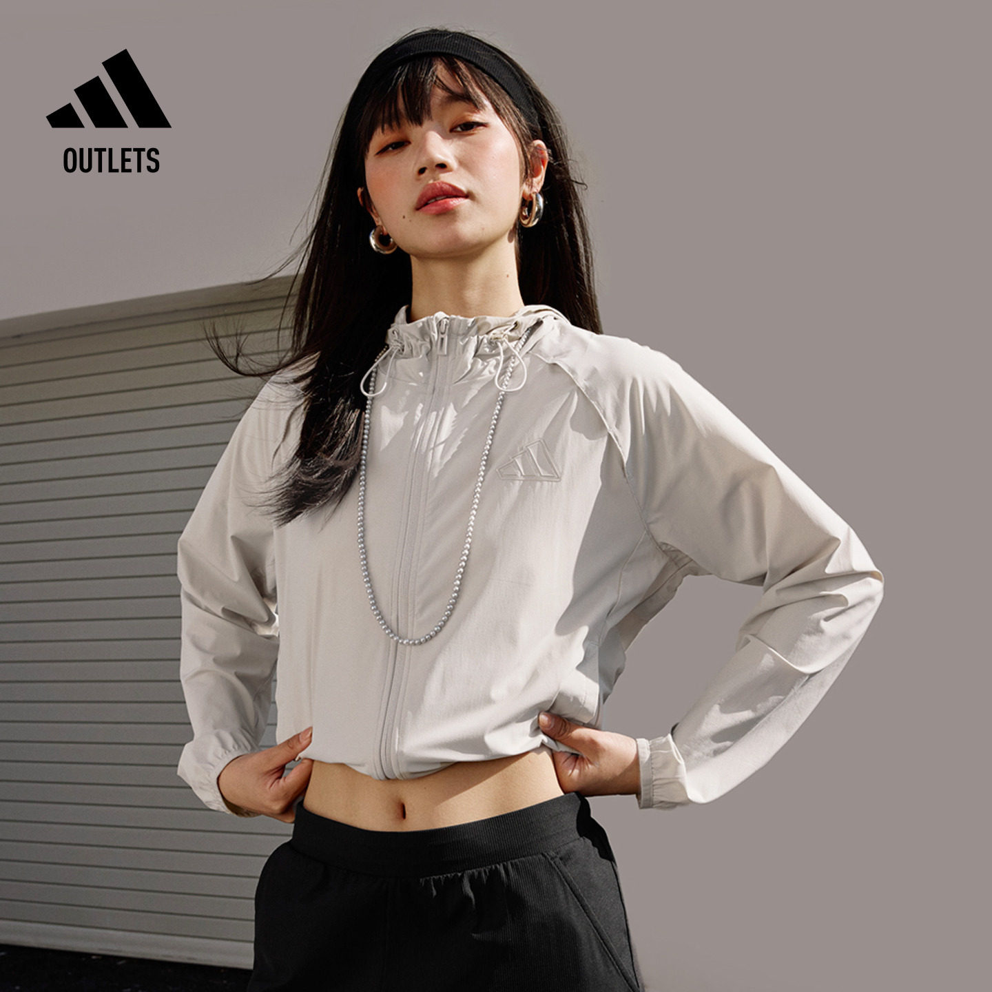 凉感防晒UPF50+连帽防晒衣女adidas阿迪达斯官方outlets轻运动