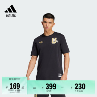 adidas阿迪达斯 T恤男装 曼联足球休闲文化美式 校园风纯棉圆领短袖