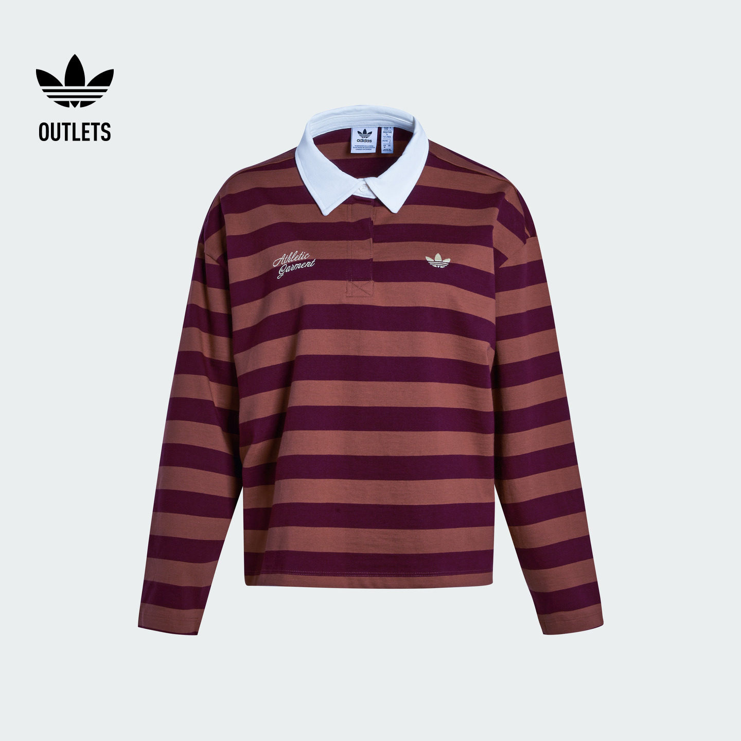 休闲舒适条纹纯棉运动长袖POLO衫女adidas阿迪达斯outlets三叶草