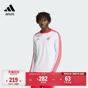 利物浦足球休闲文化复古修身圆领长袖T恤男adidas阿迪达斯
