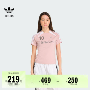 球衣女装 adidas阿迪达斯官方outlets三叶草 短袖 运动足球风修身