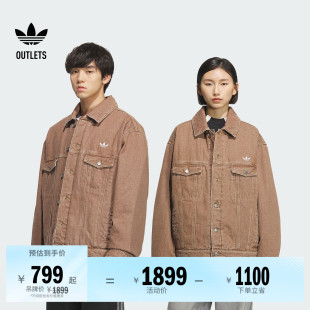 复古街头风水洗牛仔运动棉服外套男女秋冬adidas阿迪达斯三叶草