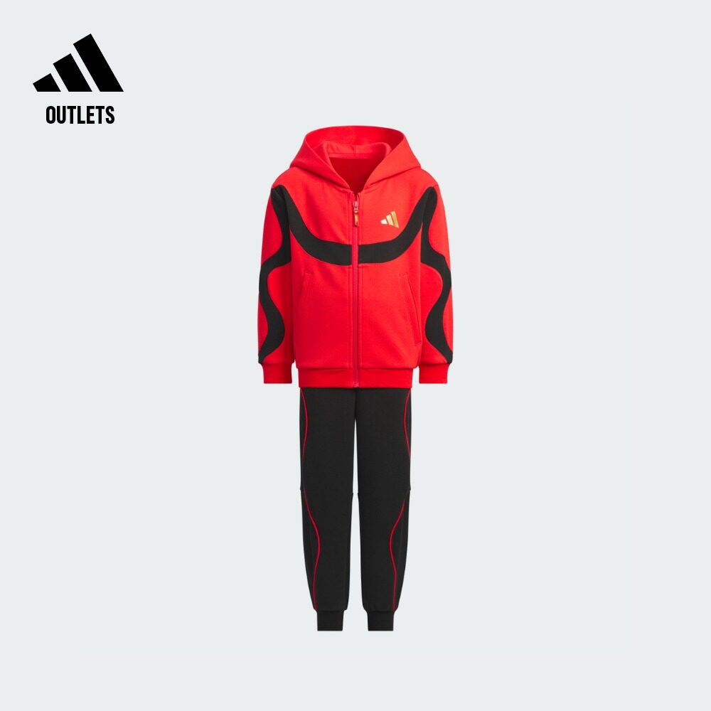 男女小童撞色双面针织连帽长袖套装adidas阿迪达斯轻运动