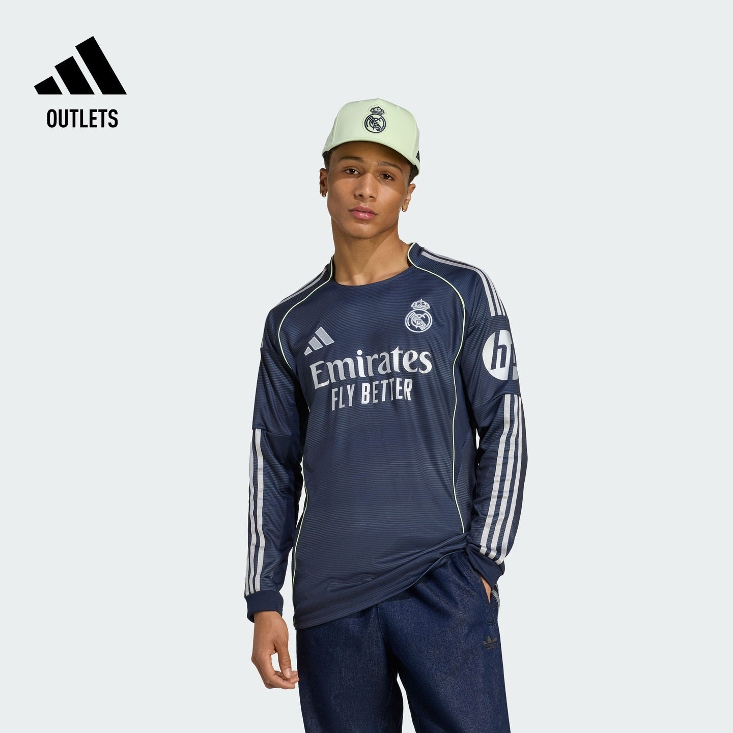 皇家马德里球迷版客场足球长袖球衣男adidas阿迪达斯官方outlets