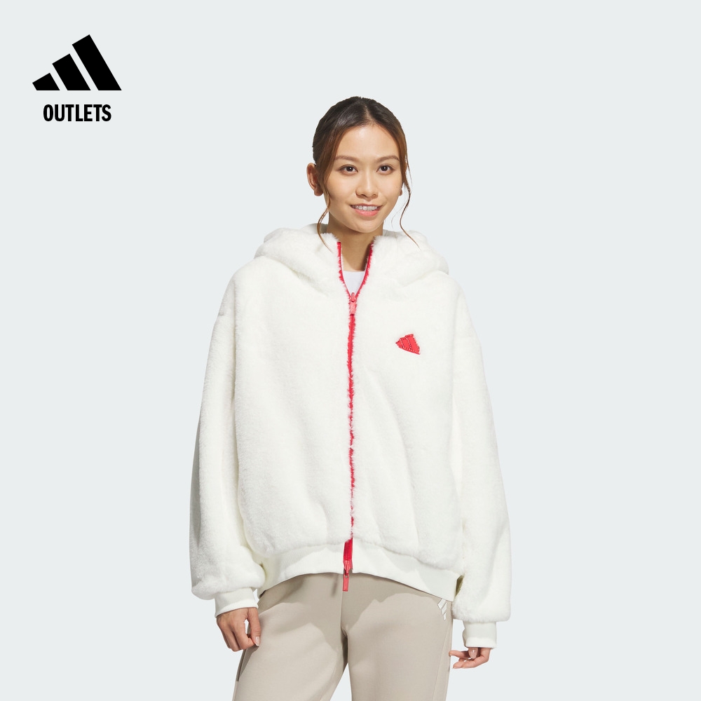 阿迪达斯女双面穿人造毛皮外套