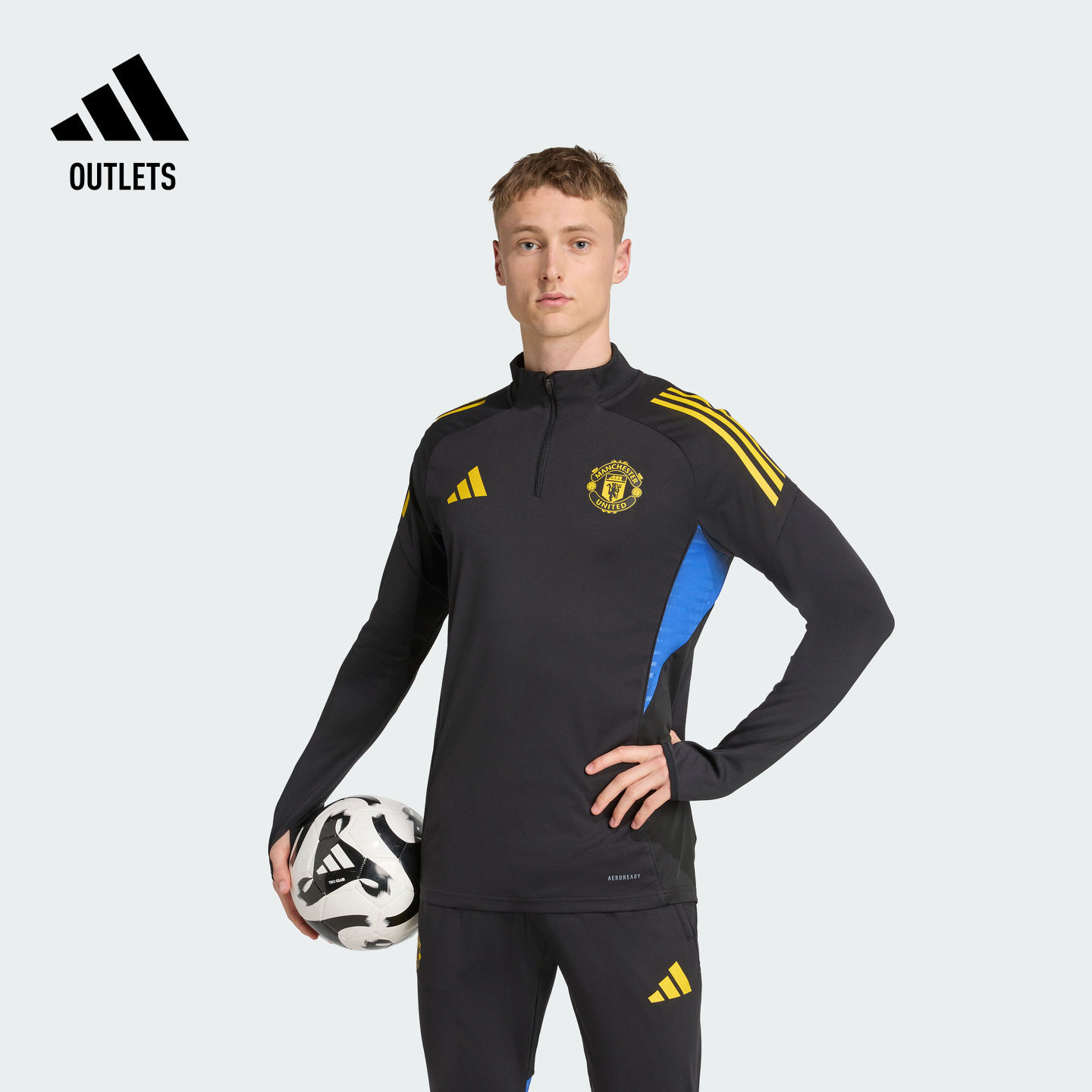 曼联足球修身半拉链训练服男装adidas阿迪达斯官方outlets