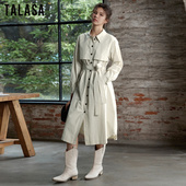 复古系带宽松休闲百搭 法式 TALASA商场同款 纯棉风衣女2025年秋新款