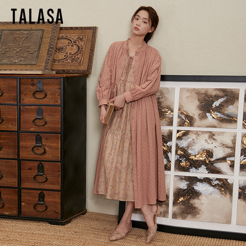 TALASA长款文艺小众刺绣风衣时尚