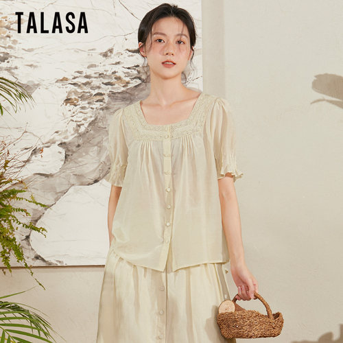 TALASA短袖时尚T恤复古丝棉