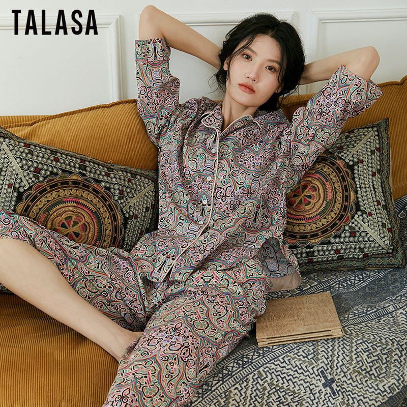 TALASA居家一公里家居服宽松薄款小衫女2026夏新款纯棉POLO领睡衣