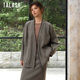 复古无领宽松开衫 TALASA商场同款 羊毛呢子西服外套女2025年秋新款