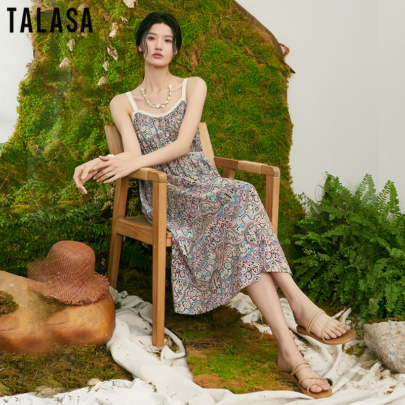 TALASA优雅气质纯棉民族风印花