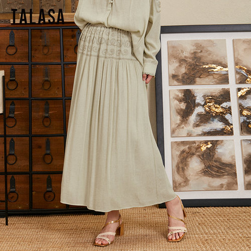 TALASA长裙A字半身裙民族风刺绣