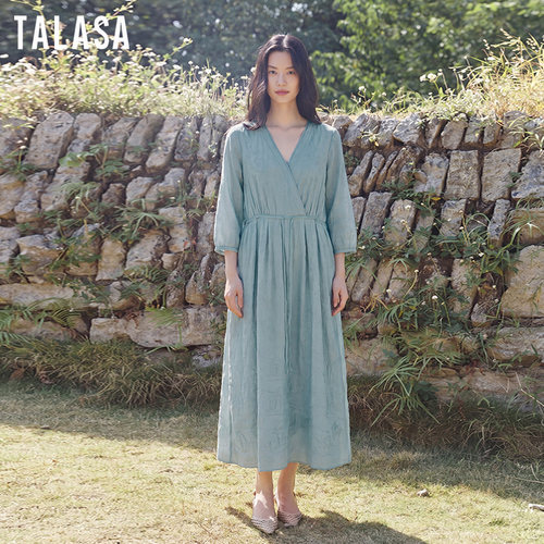 TALASA法式丝棉刺绣显瘦连衣裙