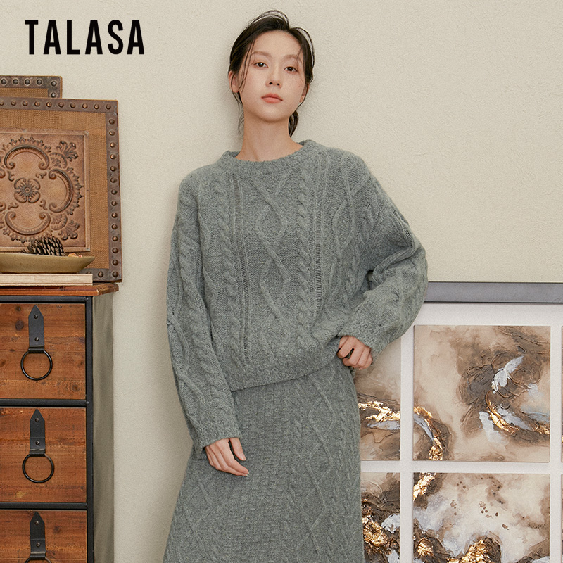TALASA气质直筒慵懒风毛衣羊毛