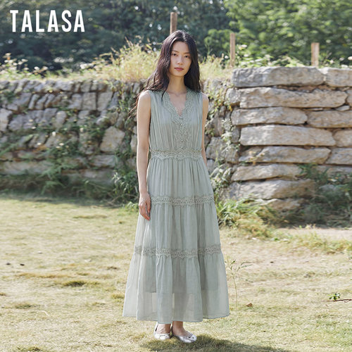 TALASA复古显瘦花边蛋糕连衣裙