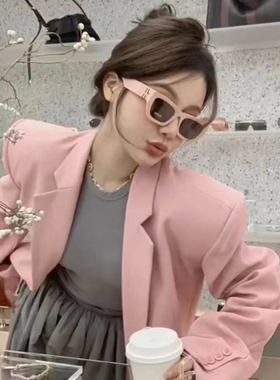 mim粉色墨镜2026新款边框女高级感眼镜方形显脸小素颜神器女ins风