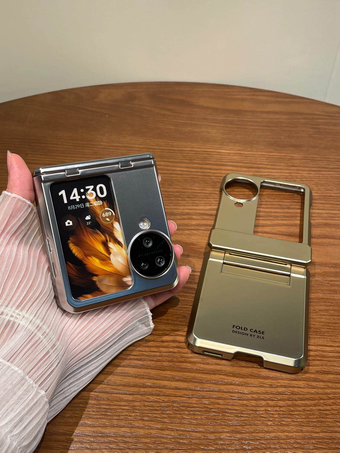 适用OPPOFindN3Flip手机壳新款折叠oppo find n3 flip女高级电镀防摔纯色超薄铰链全包折叠屏保护套简约潮流