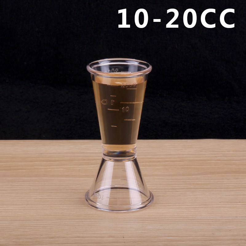 10-20毫升透明PC盎司杯 塑料液體雙頭小量杯帶刻度安士杯耐熱耐摔