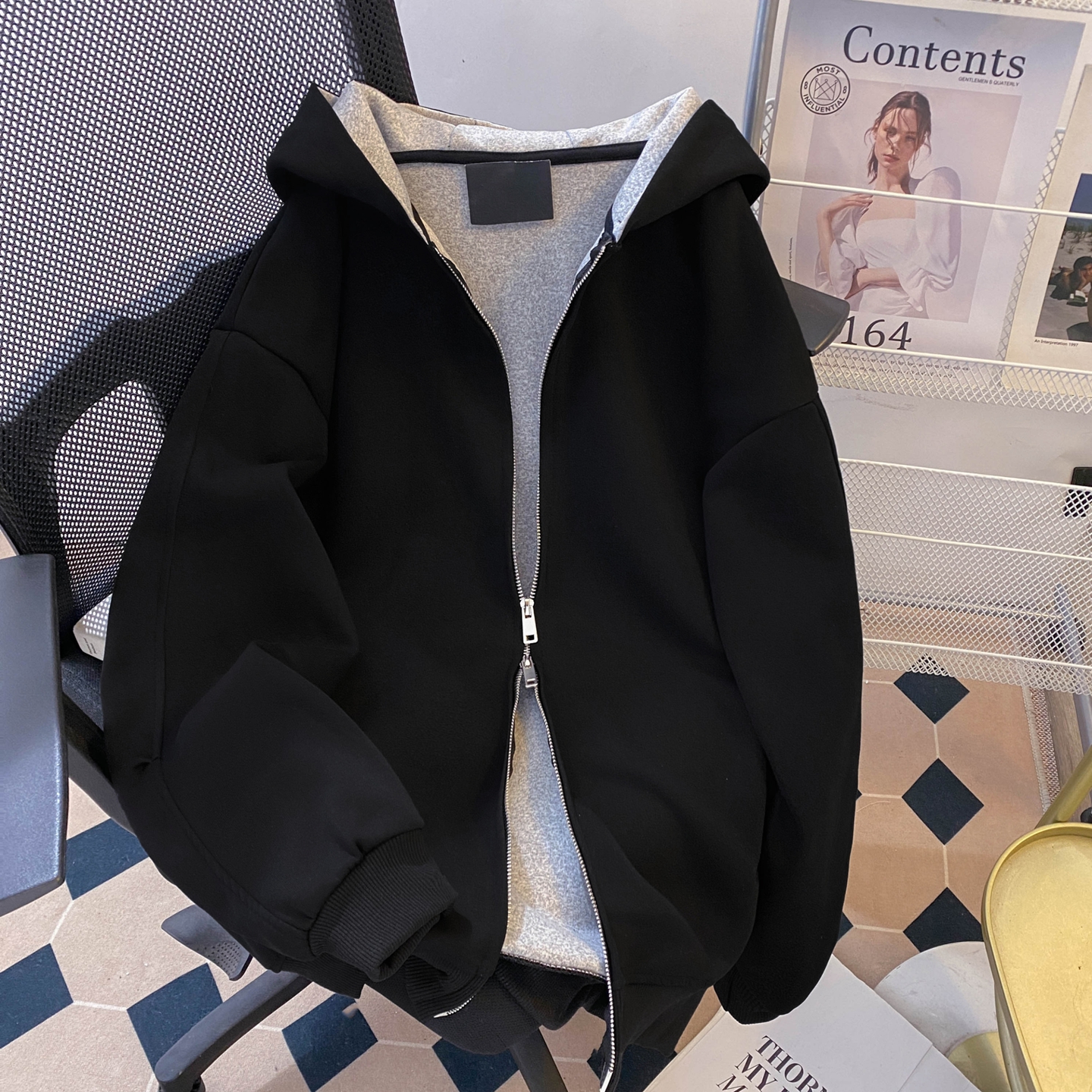 实拍 原版刺绣【华棉纯棉复合牛奶丝330克】双拉链开衫卫衣