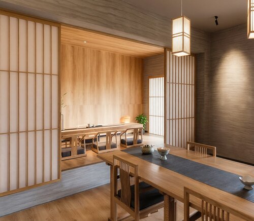中式屏风隔断推拉门可折叠