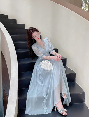 优雅气质连衣裙重工水钻名媛范