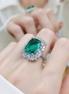 祖母绿戒指女复古冷淡风食指环