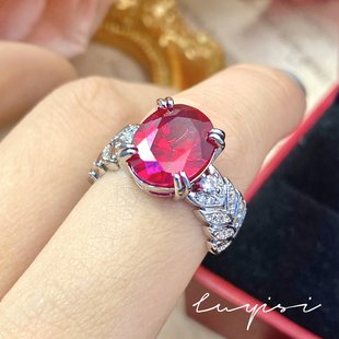轻奢丘比特之箭拟真鸽血红宝石戒指气质百搭高碳钻红刚玉女戒