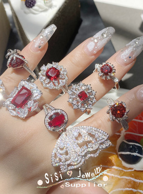 红宝石饰品高级感戒指女不掉色